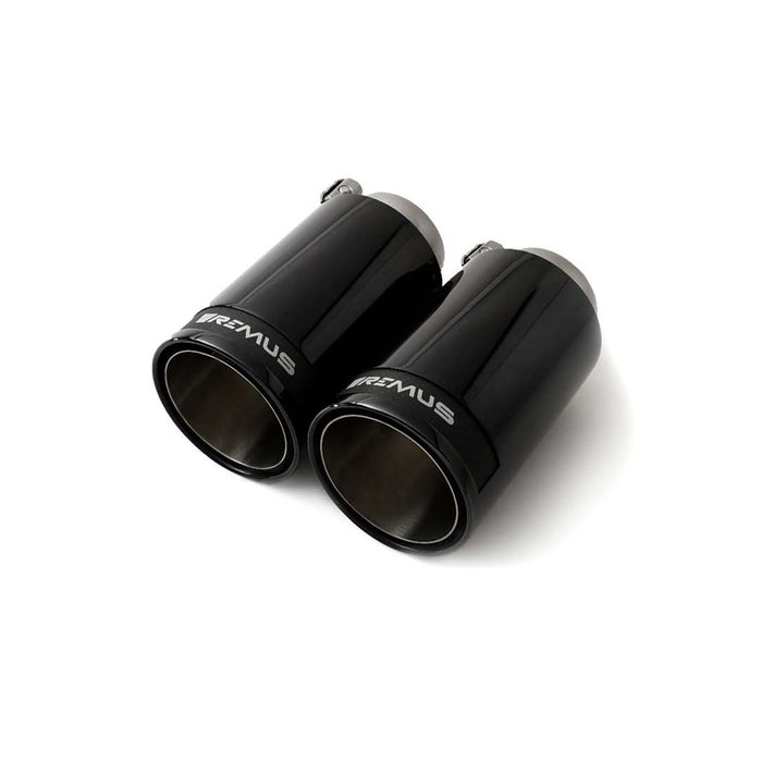 Remus Stainless Steel 98mm Street Race Black Chrome Exhaust Tips With Carbon Fibre Inserts – Set of 4
