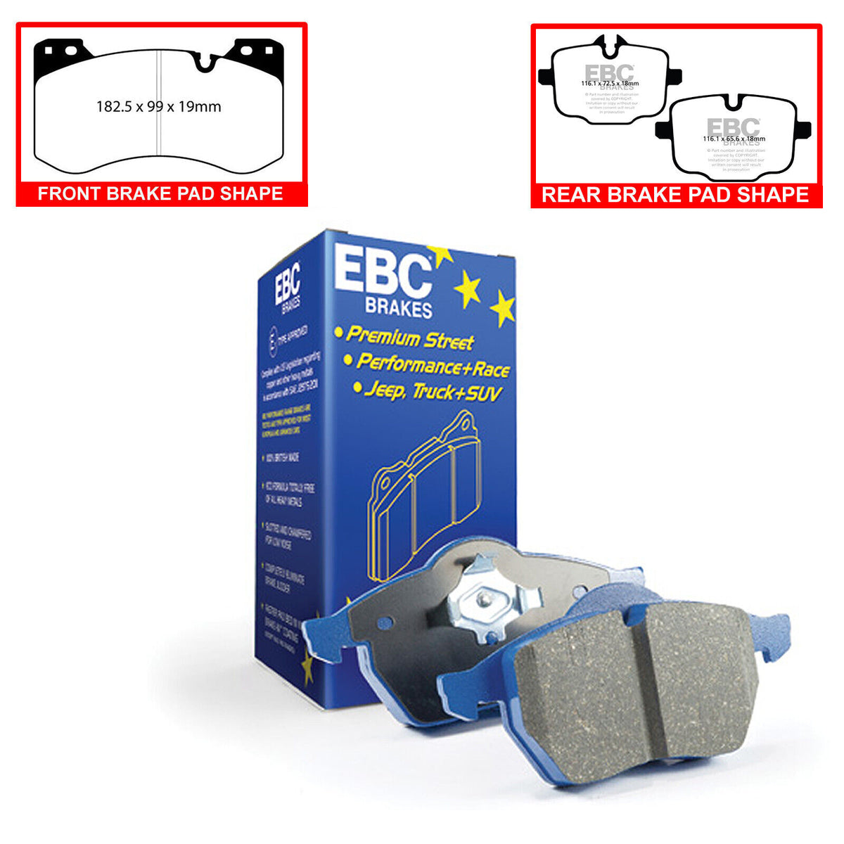 BMW G80 M3 Front/Rear Brake Pads EBC Bluestuff NDX BMW M3 M4 G80/G82/G83 + Comp