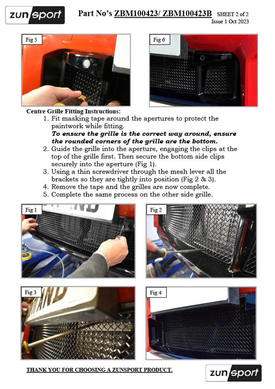 Zunsport Black Centre Grille Set for BMW G87 M2