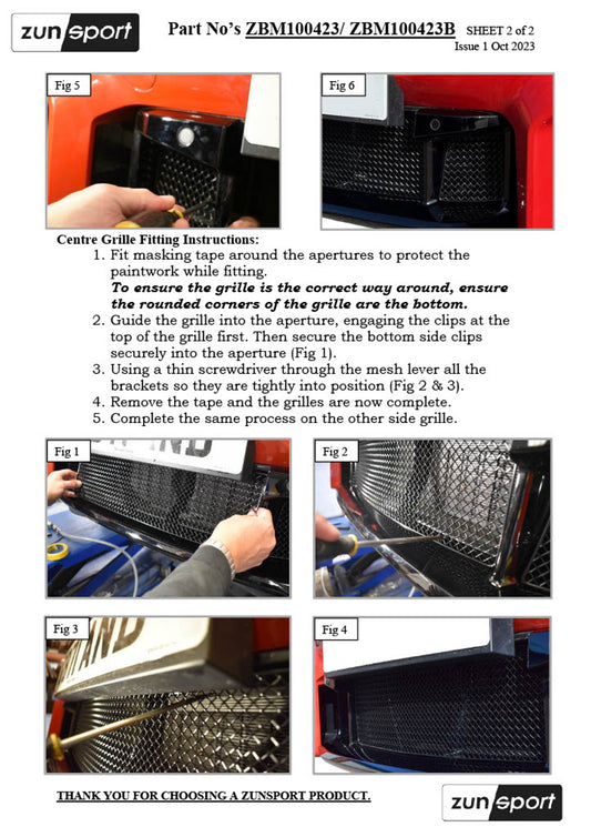 Zunsport Black Centre Grille Set for BMW G87 M2