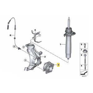 Genuine BMW OEM Front Wheel Hub w/ Bearing – F80 M3, F82/F83 M4 & F87 M2 inc Competition 31207857506