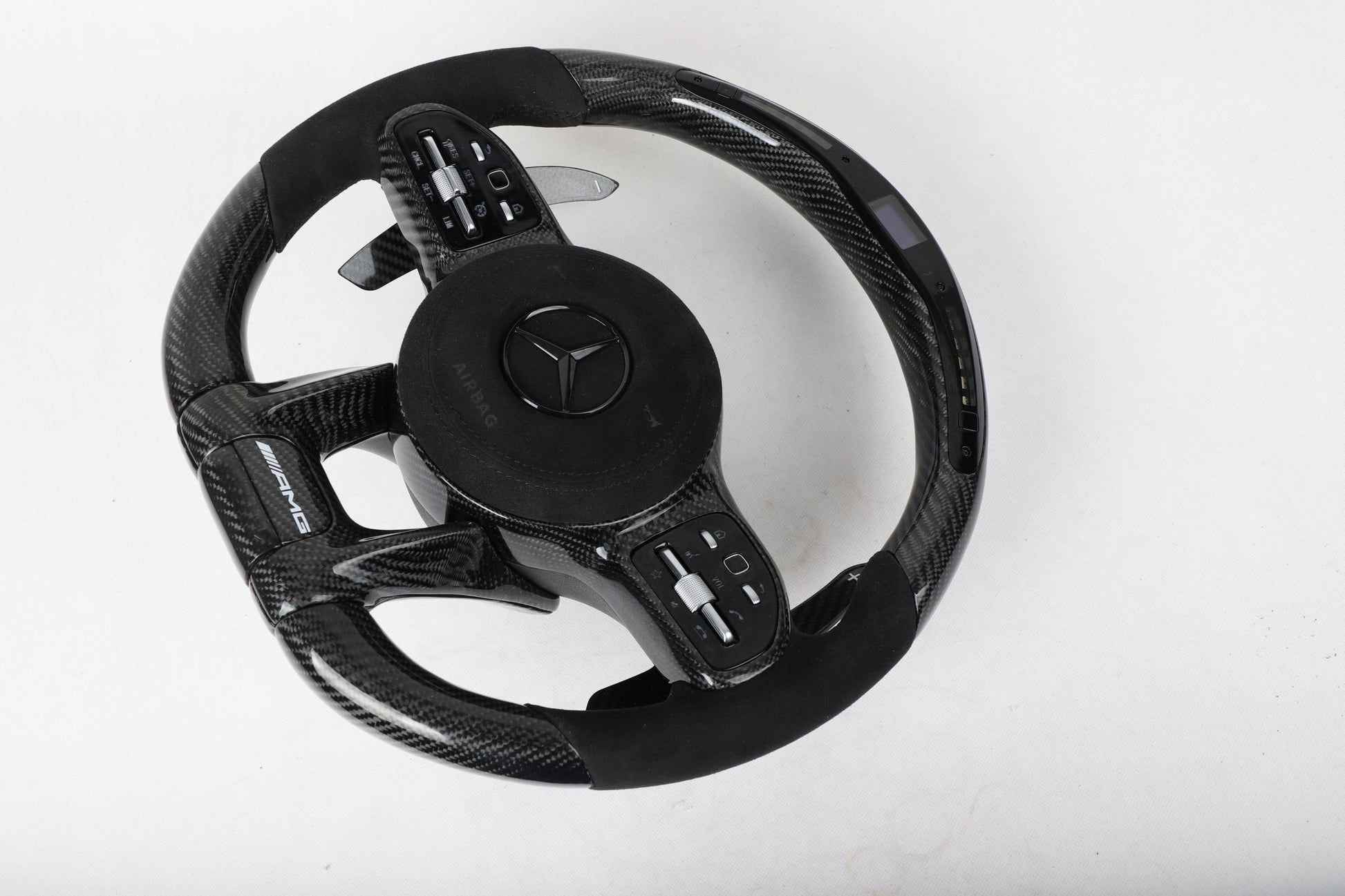 Mercedes-Benz AMG Performance Style Customizable Carbon Fiber / Alcantara / LED Steering Wheel Upgrade