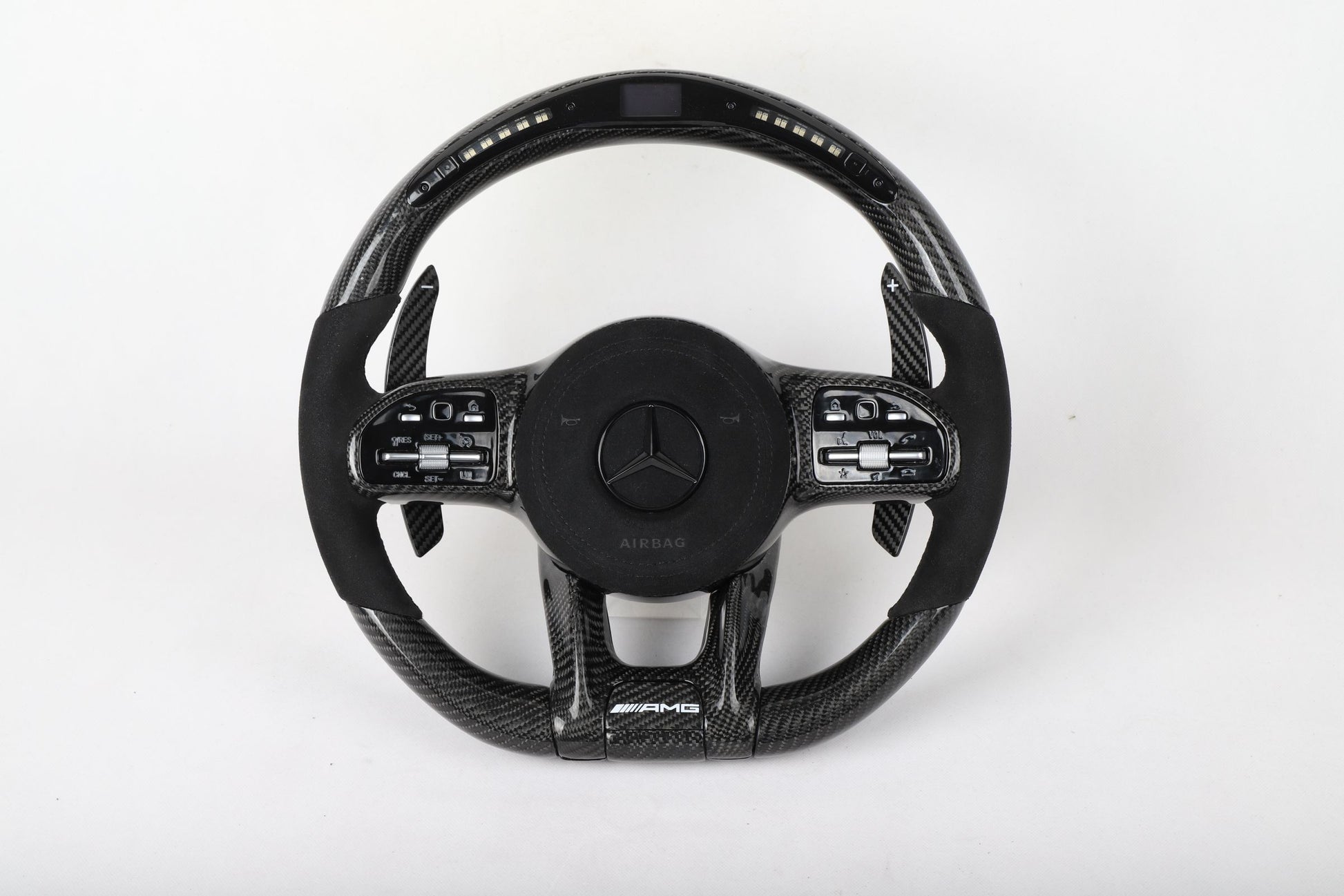 Mercedes-Benz AMG Performance Style Customizable Carbon Fiber / Alcantara / LED Steering Wheel Upgrade