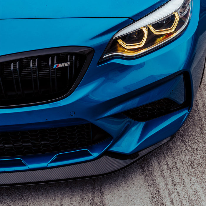 MHC+ BMW M2 Competition S55 GT Style Front Splitter In Gloss Pre Preg Carbon Fibre – F87C