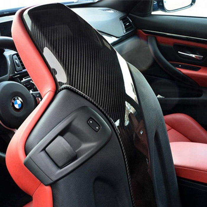 MHC+ BMW M2/M3/M4 Seat Back Covers In Gloss Pre Preg Carbon Fibre – F87/F80/F82/F83