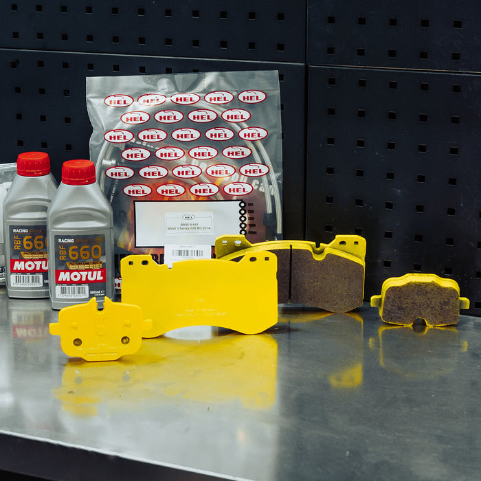 Pagid Racing RSL29 Front & Rear Brake Pads Set + MOTUL 660 Brake Fluid + HEL Lines For BMW F Series M Cars & M Lites