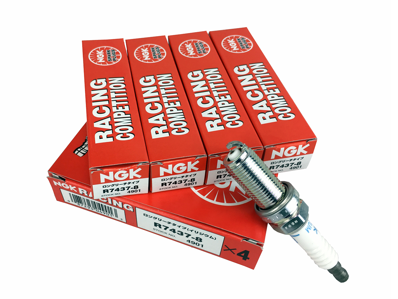 NGK Competition R7438-8 (x4) Angled Ground Strap Spark Plug Set - 2.0 TSI EA888 Gen3 (IS38)