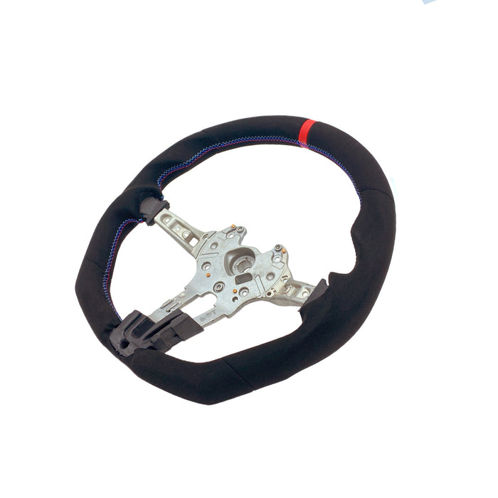 SHFT BMW F Series Flat Bottom Steering Wheel In Alcantara With Red Stripe