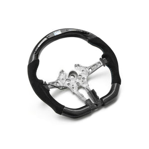SHFT BMW F Series Flat Bottom Steering Wheel In Gloss Carbon Fibre & Alcantara With LED Race Display