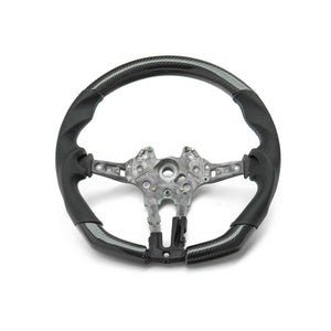 SHFT BMW F Series Flat Bottom Steering Wheel In Matte Carbon & Perforated Leather
