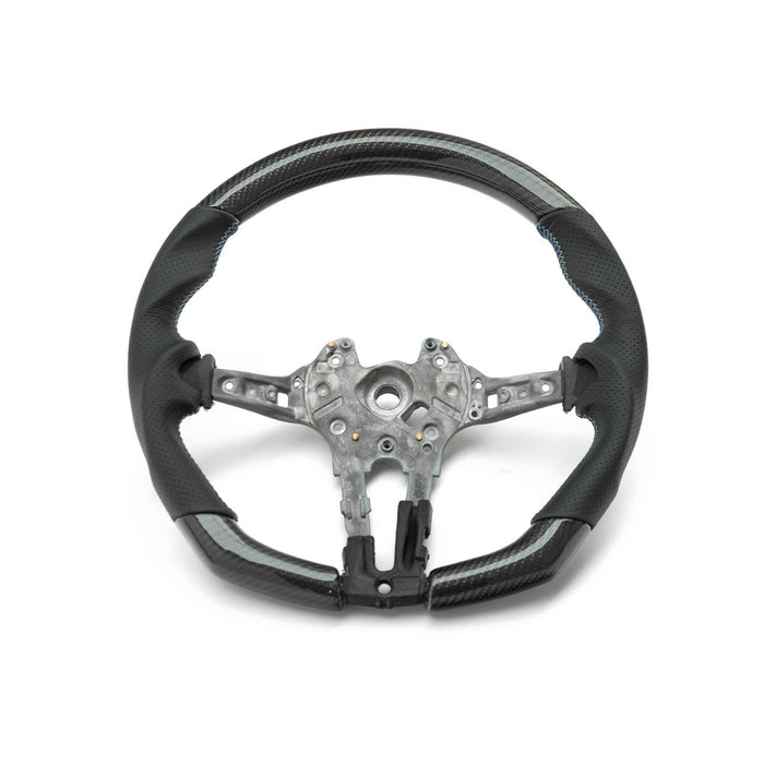 SHFT BMW F Series Flat Bottom Steering Wheel In Matte Carbon & Perforated Leather
