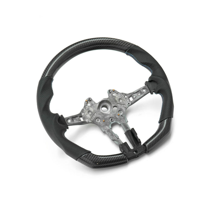 SHFT BMW F Series Flat Bottom Steering Wheel In Gloss Carbon & Perforated Leather