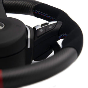 SHFT BMW F Series Flat Bottom Steering Wheel In Matte Carbon Fibre & Alcantara