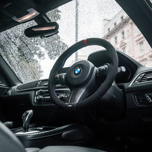 SHFT BMW F Series Round Steering Wheel In Alcantara With Red Stripe