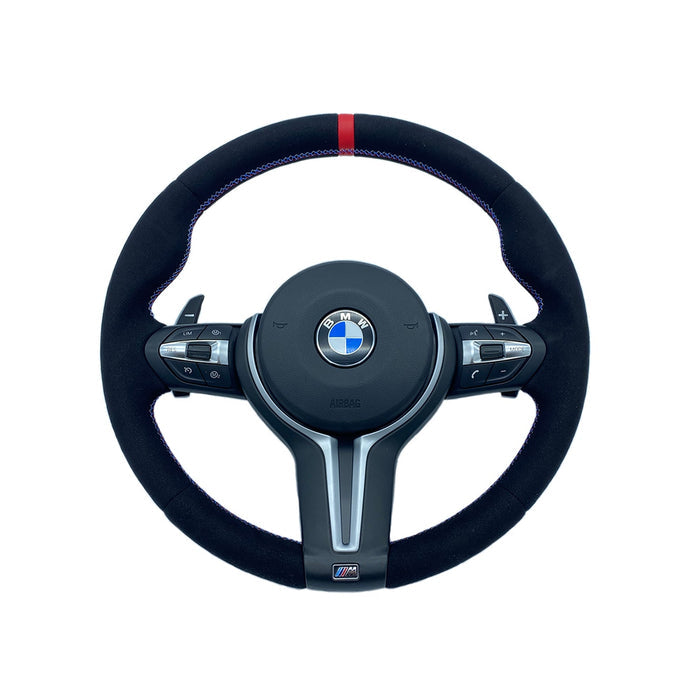 SHFT BMW F Series Round Steering Wheel In Alcantara With Red Stripe
