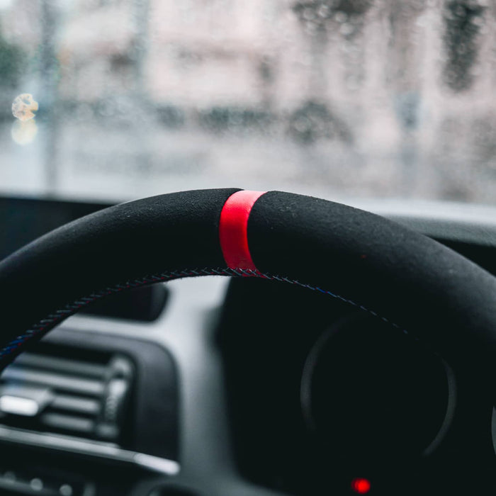 SHFT BMW F Series Round Steering Wheel In Alcantara With Red Stripe