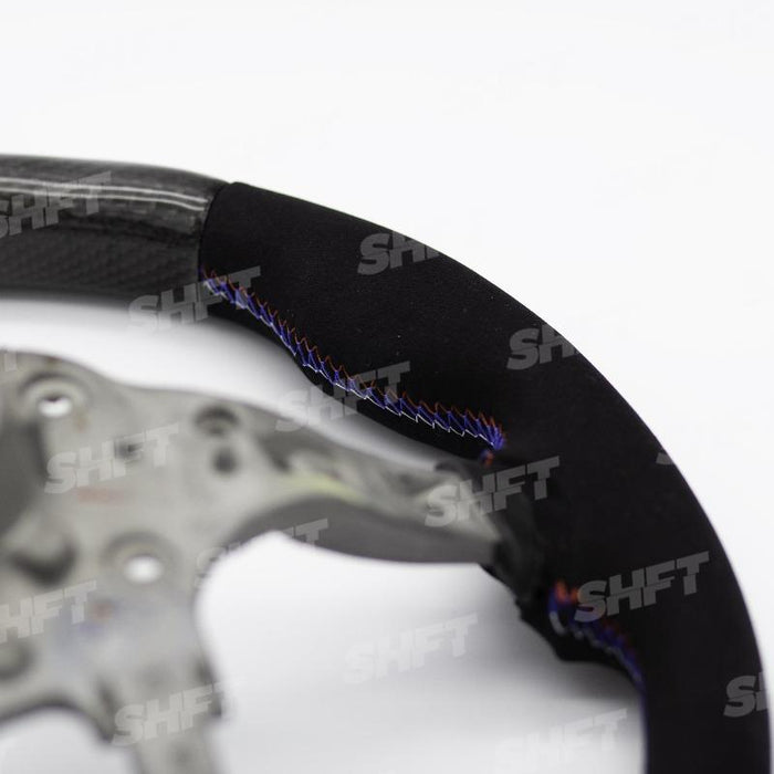 SHFT BMW F Series Round Steering Wheel In Gloss Carbon Fibre & Alcantara