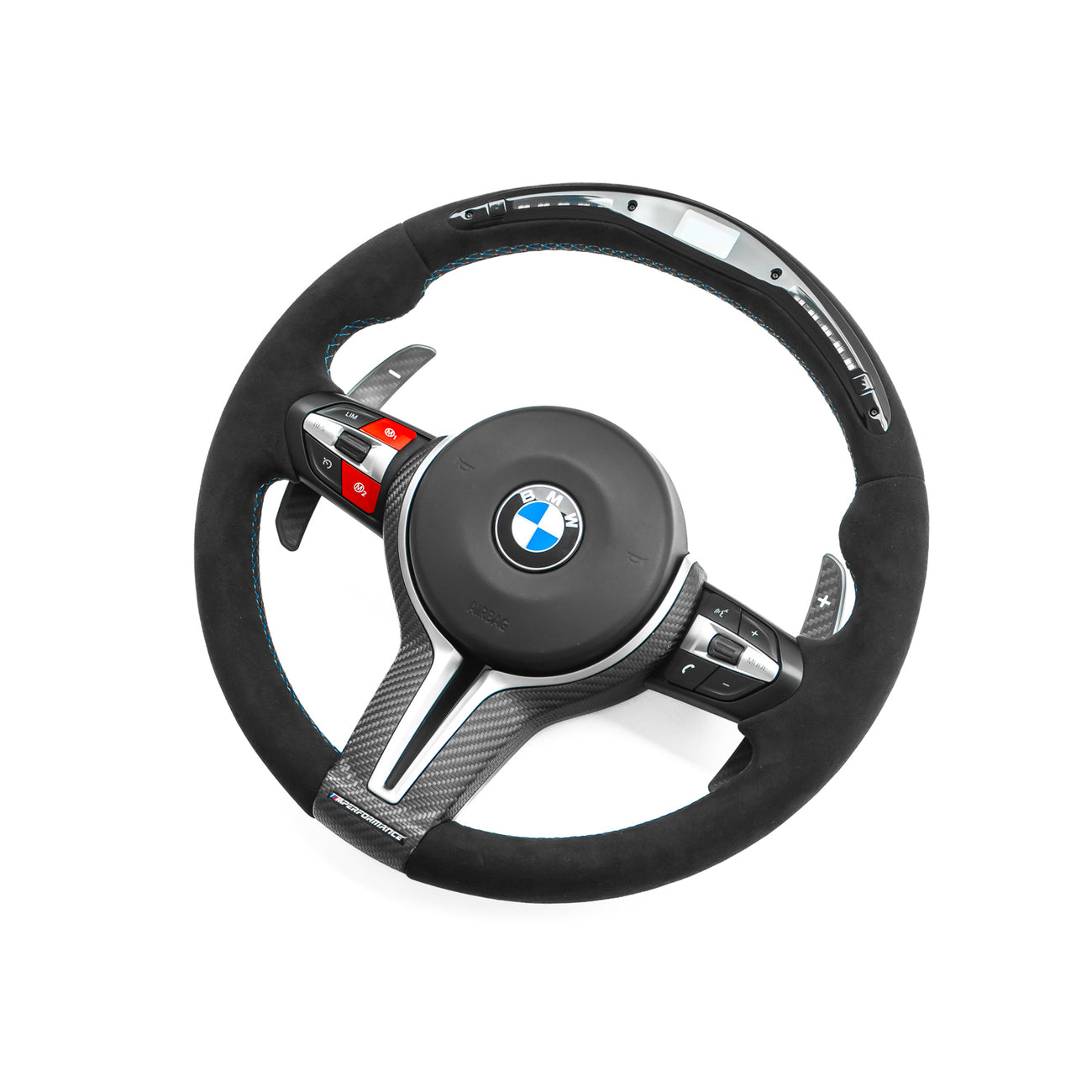 SHFT BMW F Series Round Steering Wheel In Full Alcantara With LED Race Display