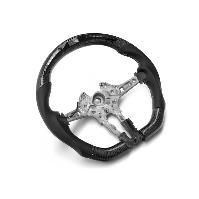 SHFT BMW Flat Bottom Steering Wheel In Gloss Carbon Fibre & Leather With LED Race Display