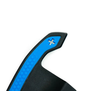 SHFT BMW G8X Style Automatic Paddle Shifters With Blue Details In Gloss Carbon Fibre – F Series & G Series