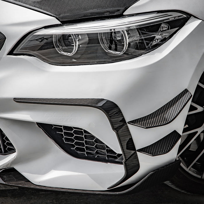 SooQoo BMW F87 M2 Front Canards In Gloss Carbon Fibre
