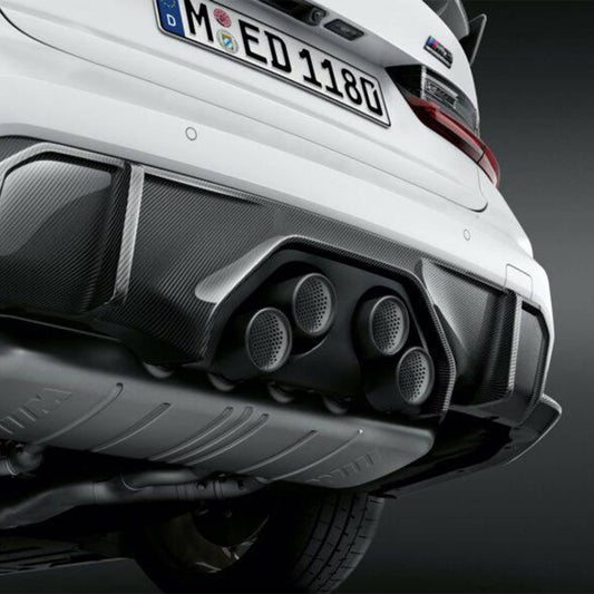 Race haus Rear Diffuser BMW Genuine M Performance G80 M3 G82 M4 Trio Exhaust Diffuser in Prepreg Carbon Fibre