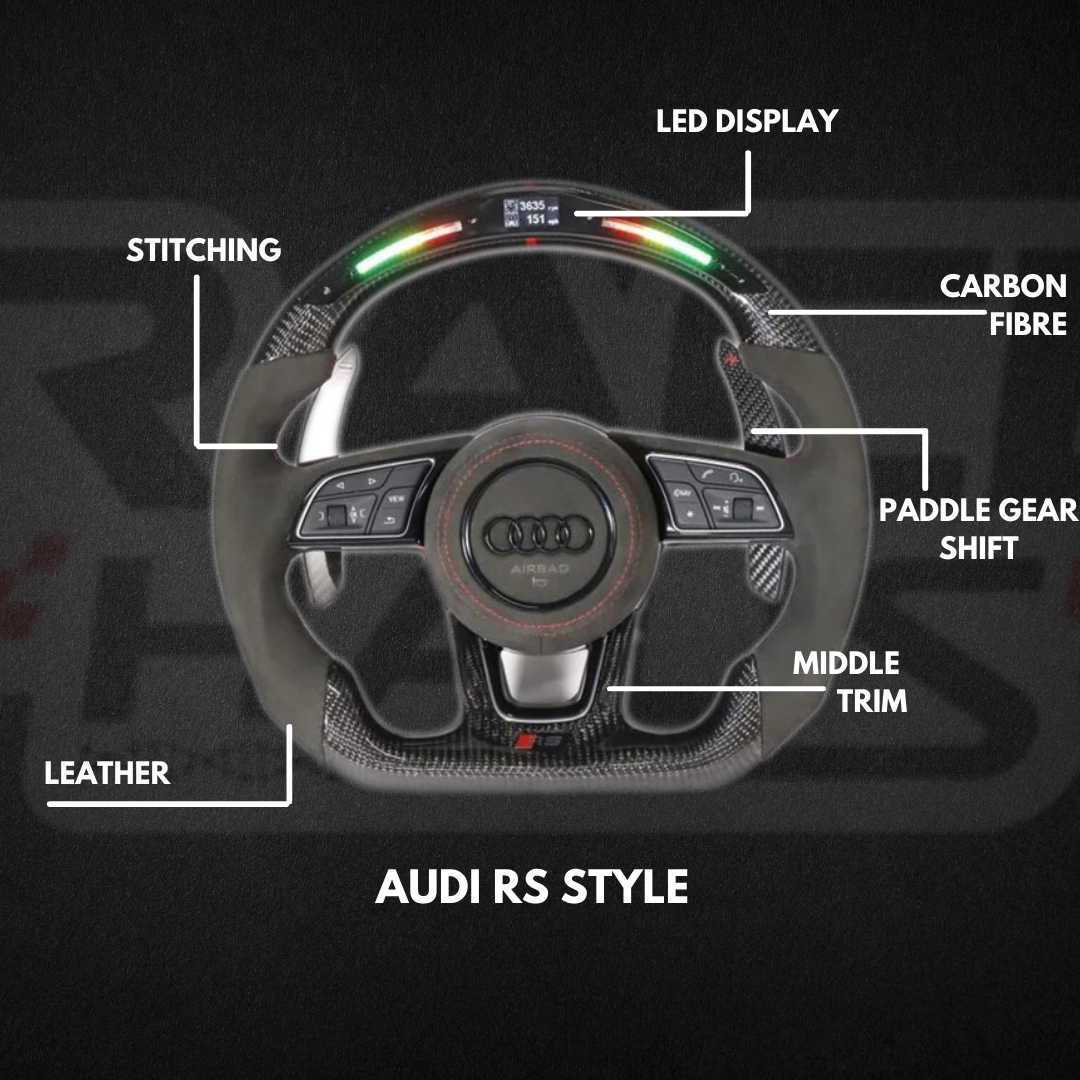 AUDI RS STYLE CUSTOMISABLE CARBON FIBER / ALCANTARA / LED STEERING WHEEL