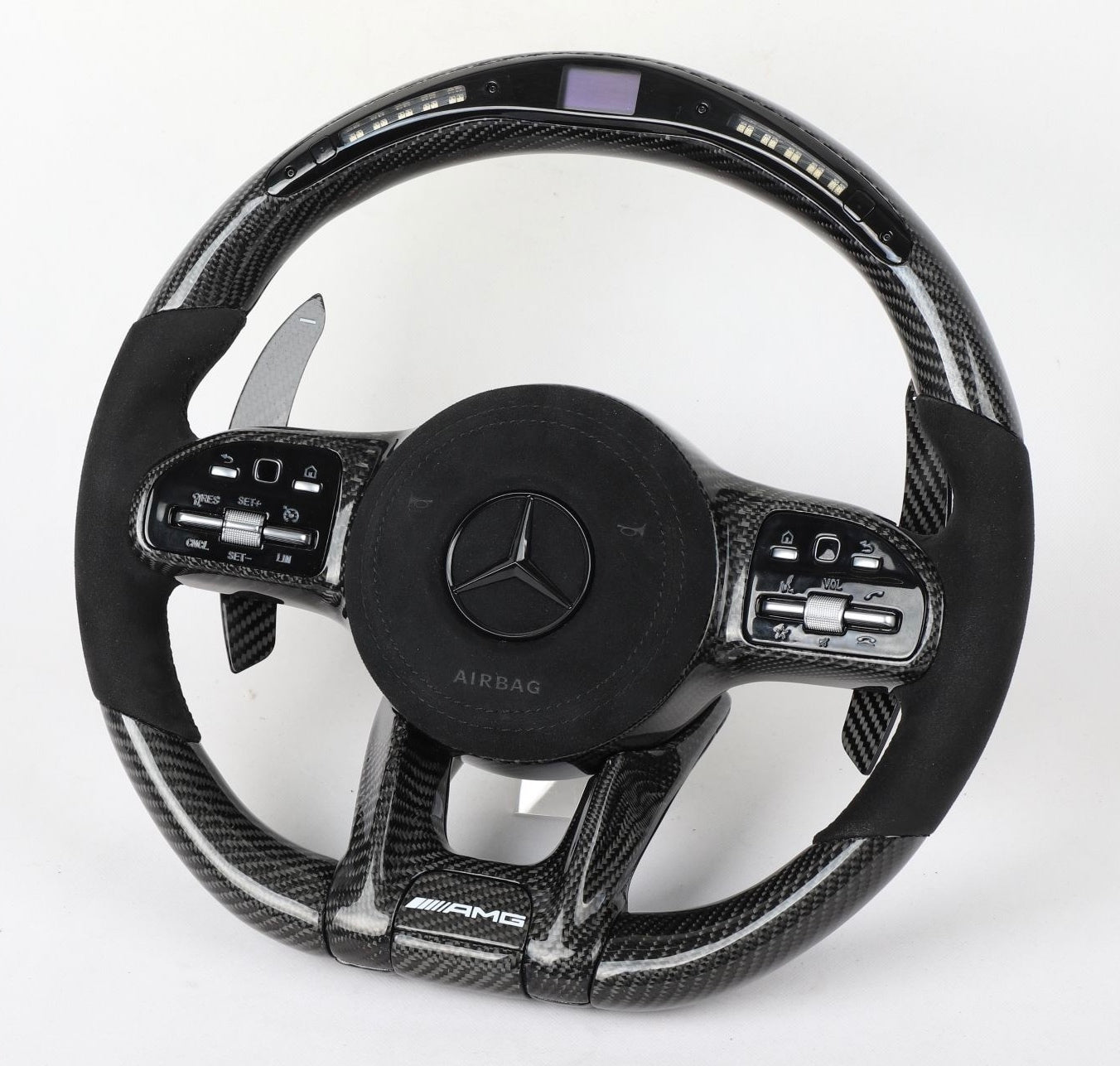 Mercedes-Benz AMG Performance Style Customizable Carbon Fiber / Alcantara / LED Steering Wheel Upgrade