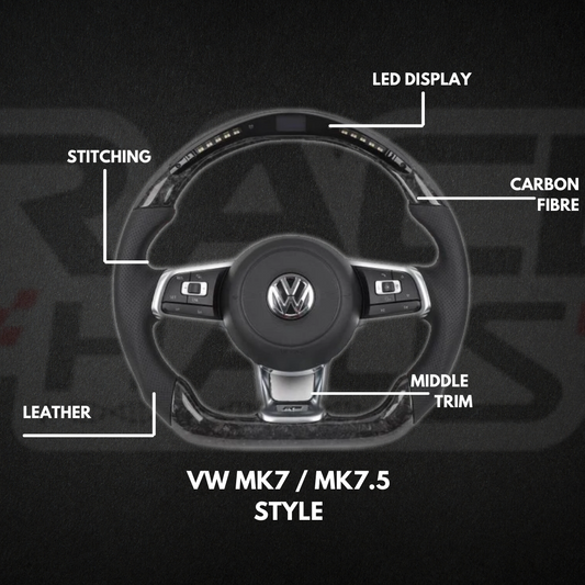 Volkswagen MK7 / MK7.5 Customisable Carbon Fibre / Alcantara / LED Steering Wheel
