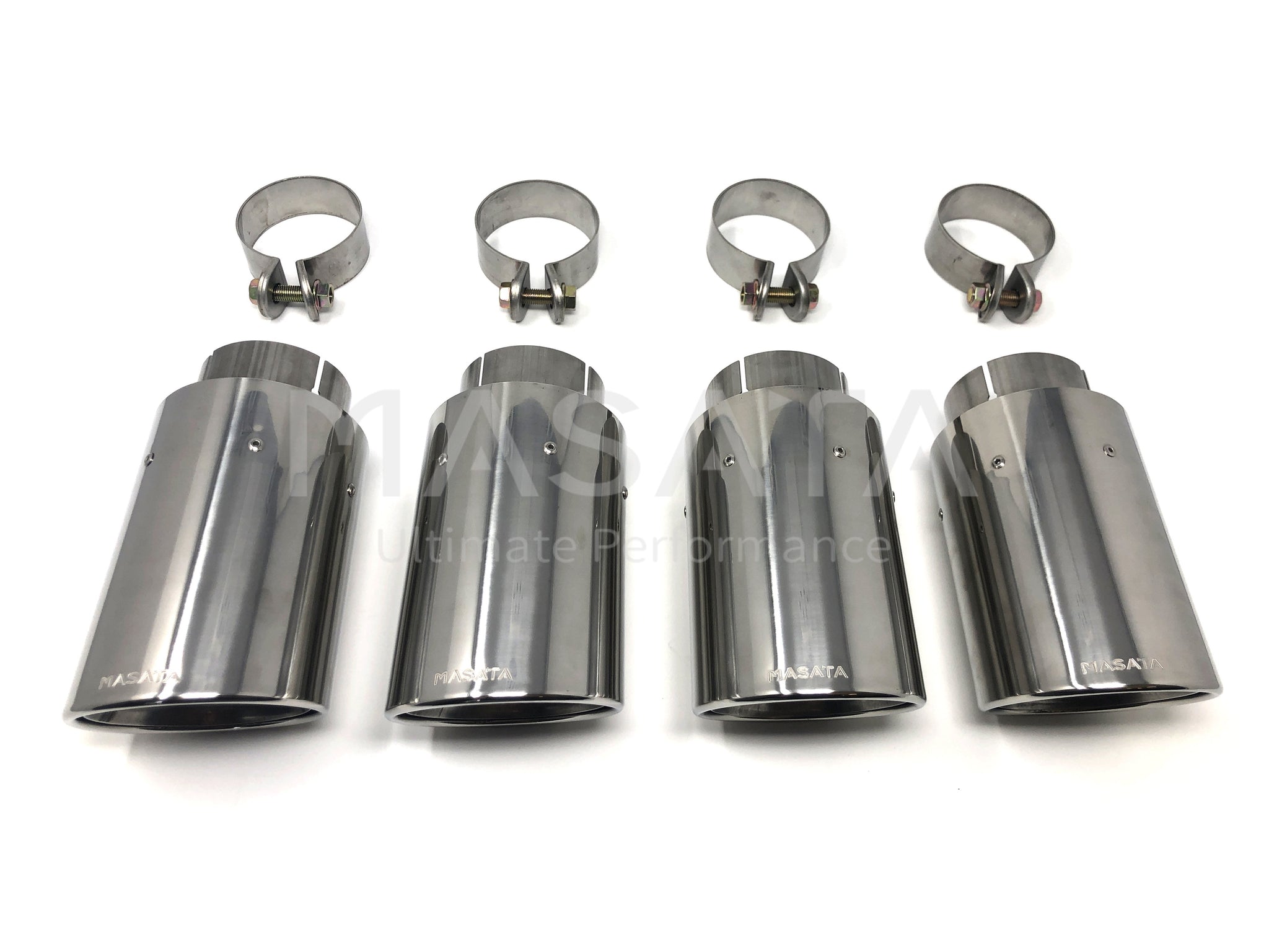 Race haus Exhaust Masata BMW S55 M3 & M4 Angle Cut Exhsut Tips in Silver (9815S)